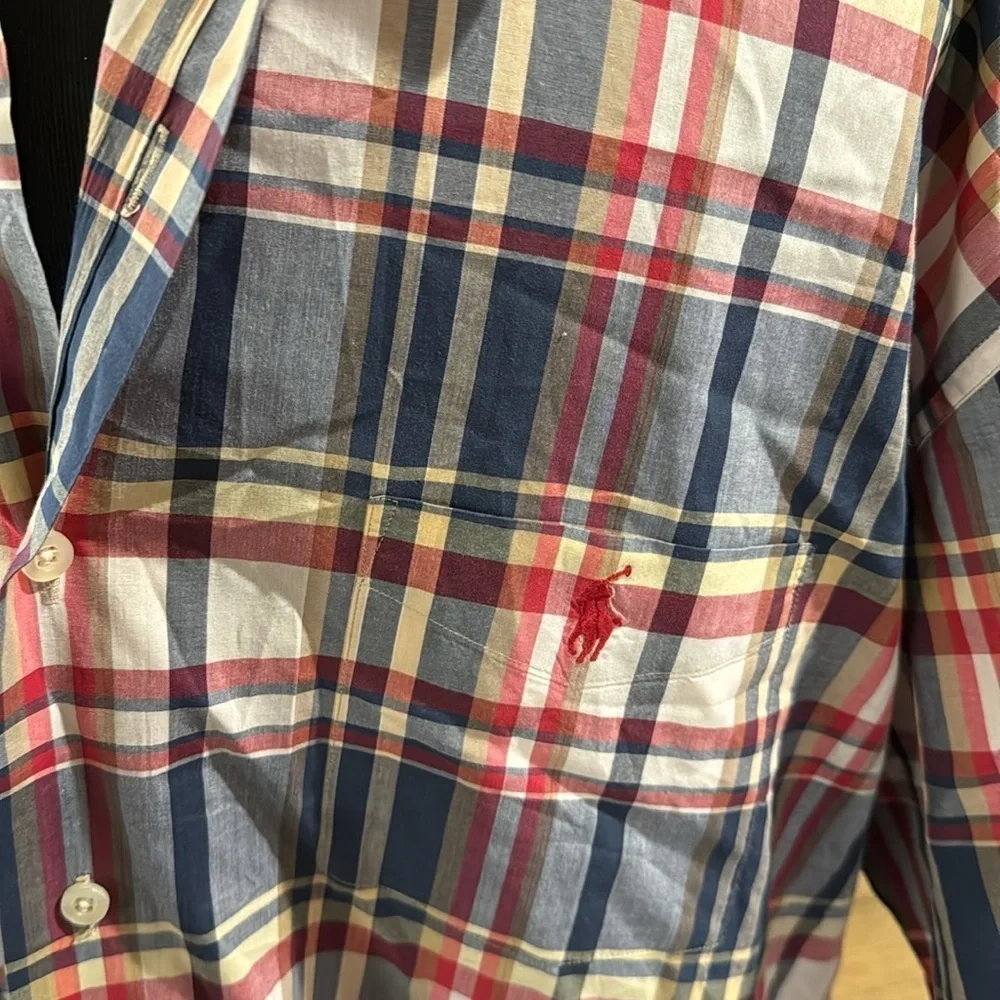 Polo Ralph Lauren XL Short‎ Sleeve Plaid 100% Cotton Classic Fit Button Down